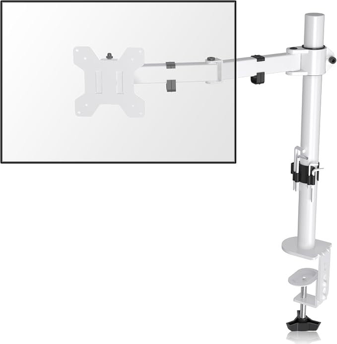 Suptek Single Monitor Arm Desk Mount Fully Adjustable Monitor Stand for 1 / One Screen up to 13" to 32" Extra Tall 15.75 inch Pole,VESA 75x75mm or 100x100mm,White (MD9421W) by suptek