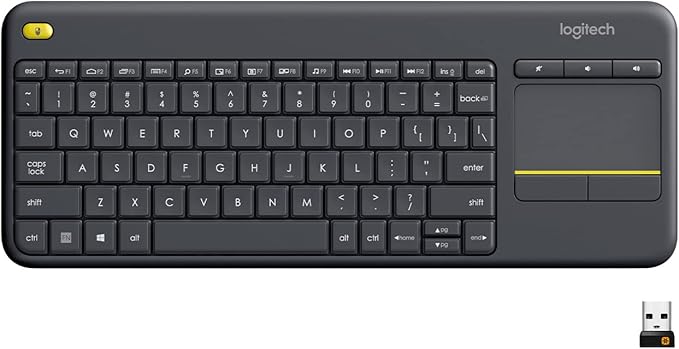 Logitech K400 Plus Wireless Touch TV Keyboard for Media Control - Black | Easy meadia control, built-in touchpad, HTPC for PC-connected TV, compatible with Windows, Android, Chrome OS, Laptop, Tablet by Unknown