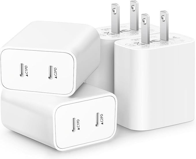 USB C Charger Block,4-Pack Dual Port USB C Fast Charging Block,2in1 Dual Ports Plug Wall Chargers,Type C Wall Charger Plug for iPhone 17/17 Pro/17 Pro Max/17 Air/16e/15 Plus/14/13/12 Pro/11/XS/XR/X by BikeAnything