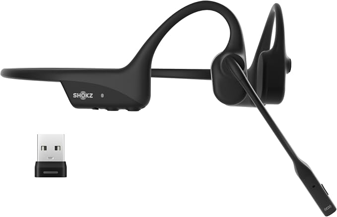 SHOKZ OpenComm2 UC Open-Ear Headset, USB-A Dongle, Noise-Canceling Mic | Zoom Certified；Bone Conduction Headphones；Mute Button for Work Calls and Meetings；16-Hour Battery Life & Quick Charge by Unknown