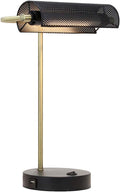 O’Bright LED Desk Lamp with USB Charging Port, Metal Lamp, Flexible Swivel Arms, Soft White LED Reading Light (3000K), Bedside Reading Lamp, Office Lamp, Table Lamp, ETL Listed (Piano Lamp - Black) by OBright