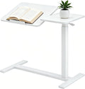 Height Adjustable Rolling Laptop Desk, Portable Mobile Standing Workstation with Tiltable Top for Home Office Classroom, White by KEIKI