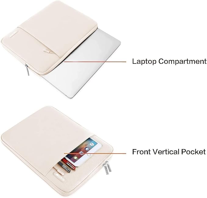 MOSISO Laptop Case 15 inch, Laptop Sleeve Bag with Pocket | Compatible with MacBook Air 15 inch M5 M4 M3 M2 2026-2023, Dell XPS, Polyester Vertical Computer Bag, Sand - Image 5