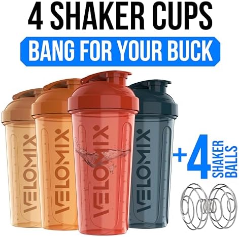 VELOMIX 4 Pack 28oz Protein Shaker Bottle for Protein Mixes, Amber Drift - Image 2