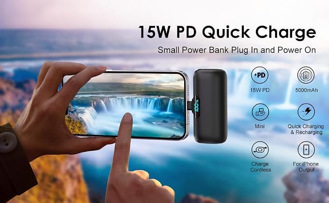 Mini Portable Charger for iPhone 14/13 Series,Upgraded 5000mAh PD Fast Charging Battery Pack,LCD Display Cute Power Bank Portable Phone Charger for iPhone 14/14 Pro Max/13/12 Pro/11/XS/XR/X/8/7/6 - Image 8