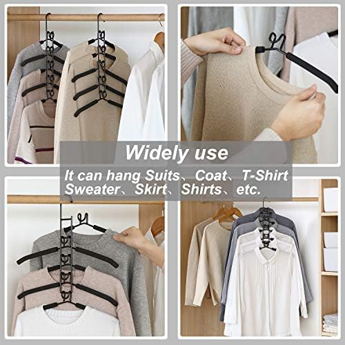 Clothes Hanger Space Saving 4 Pack Multi-Layer Shirt Hangers | Heavy Duty Coat Hanger, Non-slip Foam Padded, Detachable Design, T-shirt Hangers for Man & Women Dorms and Apartment Black - Image 4
