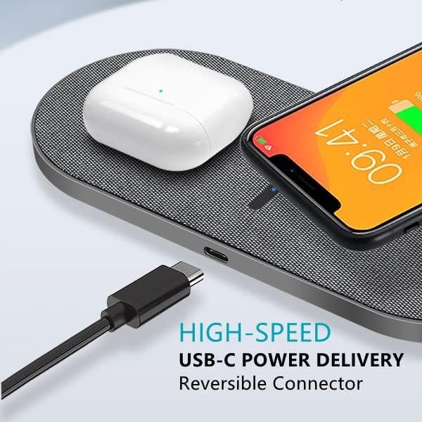 40W Wireless Charging Pad,Dual 20W Charging mat for Apple iPhone 16 15 14 13 12 11 Pro/Max/Mini/Plus/XS/XR,Airpods 4/3/Pro,2 in 1 Wireless Phone Charger for Samsung,Pixel,Xperia(with PD Adapter) - Image 5