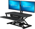 PowerPro 36 Inch Electric Standing Desk Converter – Push-Button Height Adjustable Sit to Stand Desk Riser for Dual Monitors & Laptop – Motorized Desktop Workstation with Wide Keyboard Tray by VERSADESK