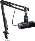 FIFINE AmpliGame AM8T XLR/USB Gaming Microphone Set, Dynamic PC Mic | Streaming RGB Mic Kit with Boom Arm Stand, Mute Button, Headphones Jack, for Podcasting Recording Vocal Voice-Over by FIFINE