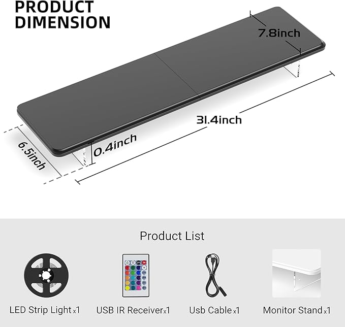 AFOOYO Monitor Stand Riser,31.5-Inch LED Light Wood Computer Monitor Stand with Adjustable Acrylic Legs,Desk Accessories Desktop Organizer Stand for, Computer,Laptop,Printer,PC TV Screen Riser,Black - Image 7