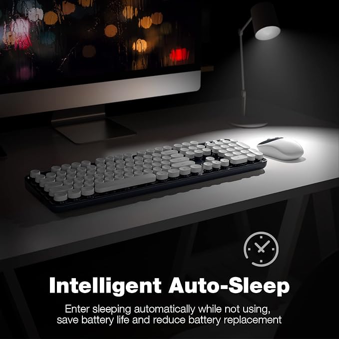 MOFII Wireless Keyboard and Mouse Combo, Dark Blue 2.4G Full Size Keyboard, Round Key Typewriter Keyboards and Cute Mice with 2 in 1 USB Dongle, for PC Laptop Chromebook Smart TV - Image 4