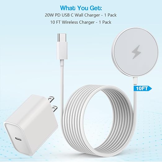 10FT Magnetic Wireless Charger,15W Fast Apple Mag-Safe Charger for iPhone 17/16/15 PD with USBC Apple Fast Charging Block 10Foot Quick Charge for iPhone 17/17 Air/17 16 15 Pro/Pro Max/14/13/12/AirPods - Image 7