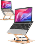 Aoviho 360° Rotating Laptop Stand for Desk | Adjustable, Foldable, Portable Aluminum Ergonomic Riser | Compatible with MacBook, Dell, HP & All Laptops 10-16 inch | Gold by Aoviho