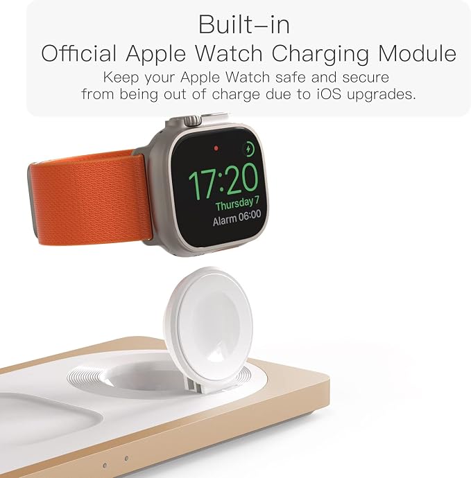 3 in 1 Wireless Charging Station for Apple Devices with MagSafe | For iPhone 17/Air/16/15/14/13/12, AirPods & Apple Watch, Foldable Portable Aluminum Charging Stand, Adapter Included - Image 4