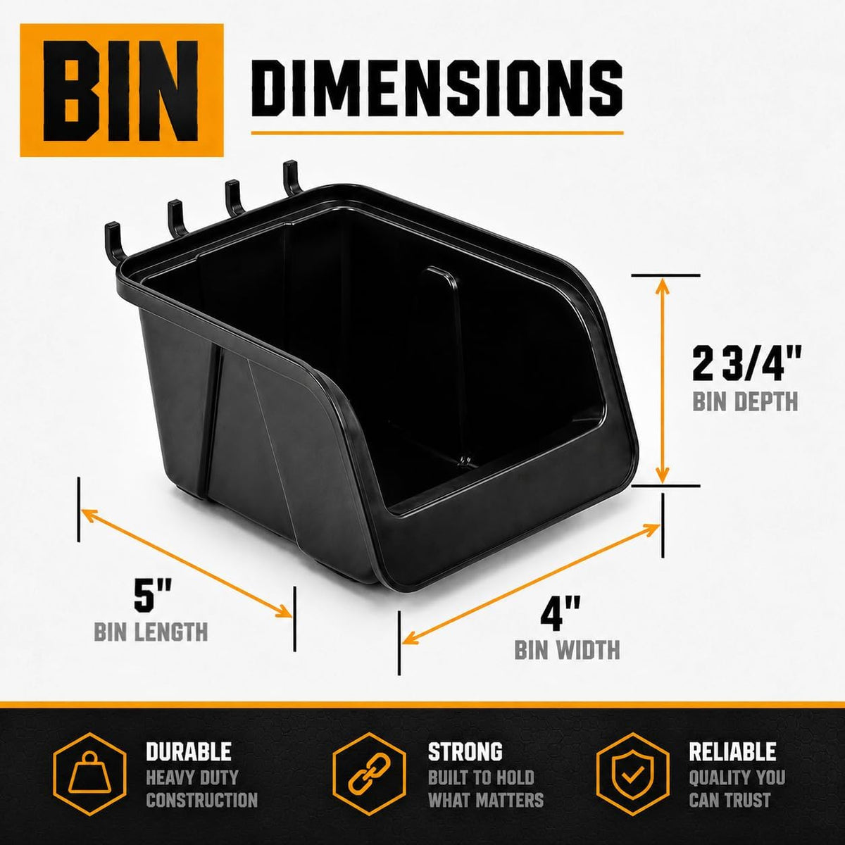 Pegboard Bins – 12 Pack, Black Storage Cups for Small Parts and Hardware - Image 2
