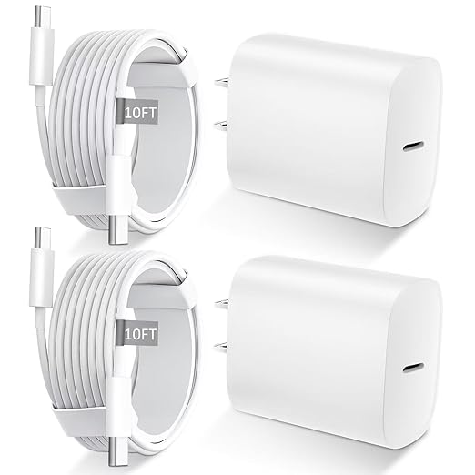 iPhone 17 16 15 Charger Fast Charging USB C Charger Type C Chargers with 10 Ft Long USB C to USB C Cable Fast Charging Cord for iPhone 17/Pro/Pro Max/17 Air/16/16 Pro/16 ProMax/15/Pro/ProMax,White by DiHines