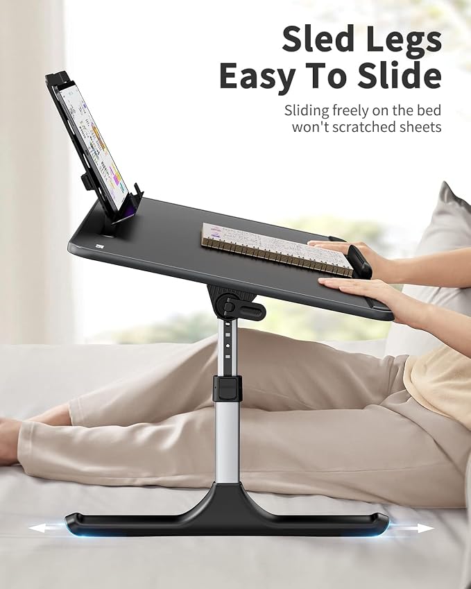 SAIJI Lap Desk for Bed, X-Large Foldable Laptop Table with Book Stand | Wrist Rest, Extra Leg Room for Sofa Couch Floor (Black) - Image 4