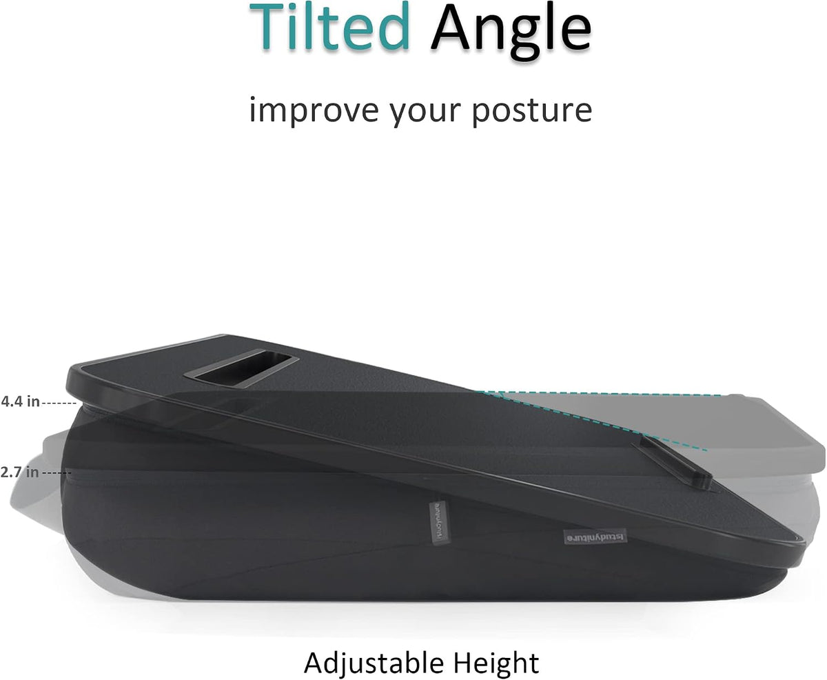 Istudyniture Lap Desk | Portable Laptop Desk & Stand – Fits Up to 15.6 inch – Washable Cushion, Built-in Phone Holder – for Bed, Couch, Sofa, Floor – Writing, Reading, Home Office – Small, Black - Image 6