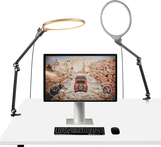NEEWER Basics 2 Pack 10.5" Streaming Key Lighting, 3000-6500K 15W Full Screen LED Panel Ring Light with Adjustable Arm Stand Desk Clamp Timer for Laptop Computer Video Conference Zoom Makeup, R10 by Neewer
