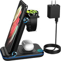 Wireless Charger for Samsung/Android, HOLYJOY Foldable 3 in 1 Fast Charging Station/Stand/Multi Charger for Samsung S25 Ultra/S24/Note 20, Travel Pad for Galaxy Watch 8/7/6/5/Active 2, For Buds(Black) by Holyjoy