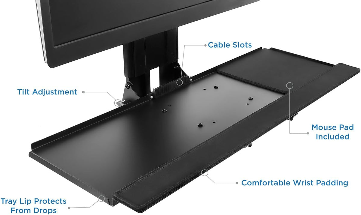 Mount-It! Monitor and Keyboard Wall Mount with CPU Holder, 13-32in Screens - Image 8