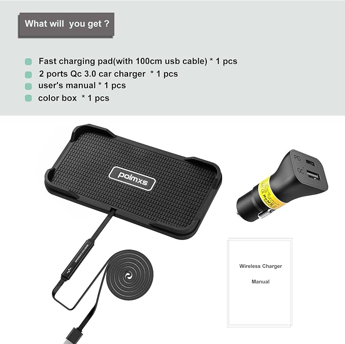 Wireless Charger Car Charging pad,Polmxs 15W Fast Wireless Phone Charger Cell Phone Cordless Charging mat Compatible with iPhone 11/12/12/14/15 Galaxy S21/S22/S23/24 (C12Y) - Image 7
