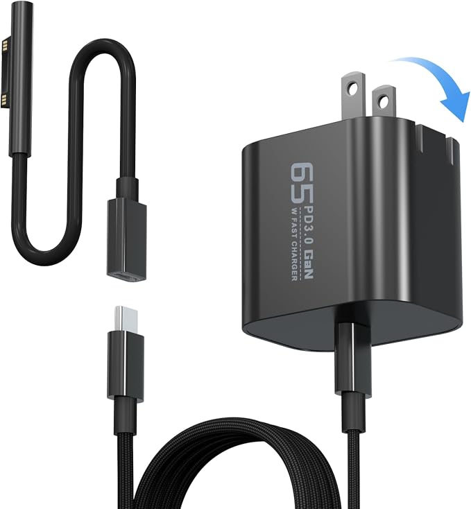 65W USB C Surface Pro Charger Compatible with Surface Pro 3/4/5/6/7/8/9/10/X/11/12,Surface Book1/2/3,Power Adapter Compatible with Microsoft Surface Laptop/Tablet,Support 44W 36W by Yodzgaco
