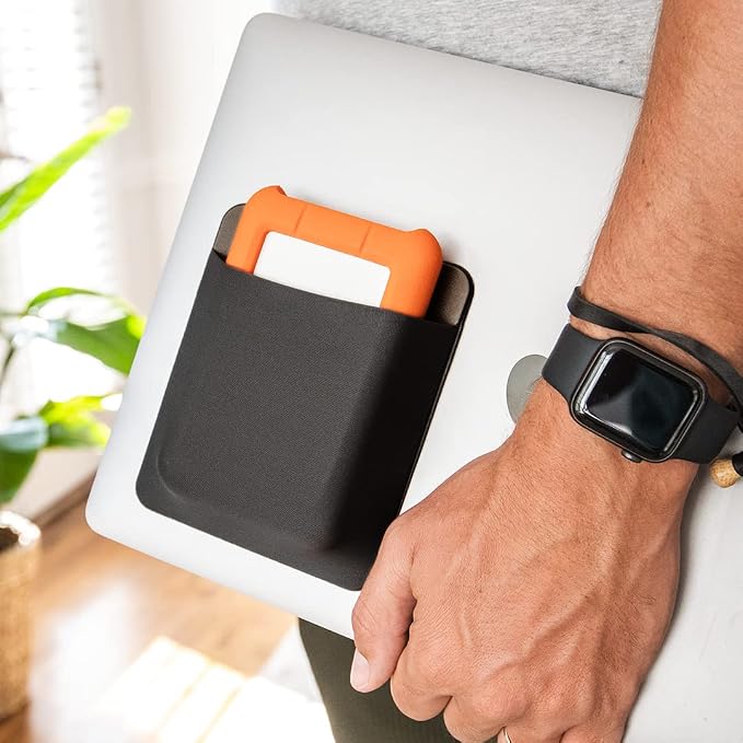 Slipdrive - Portable Hard Drive Sleeve for Laptop - HDD Hard Disk Drive - Reusable Adhesive - 5.5” x 4.5” Stick on External Hard Drive Carrying Case - Travel Pocket Pouch (Large, Black) - Image 6