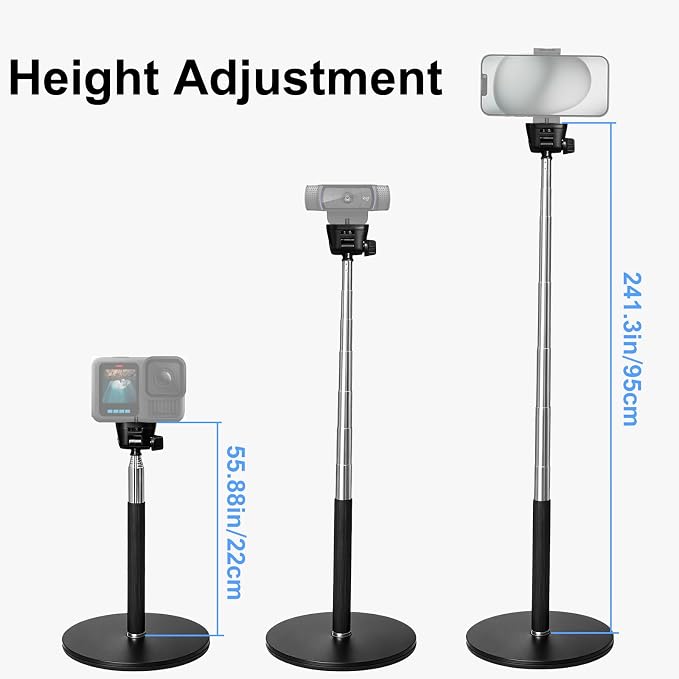 Webcam Stand for Desk, Telescopic Webcam Mount Camera Stand for Logitech Webcam C922 C930e C920S C920 C615 C960 C920x BRIO 4K NexiGo N60 etc, for Zoom Meetings, Streaming, Video Recording - Image 3