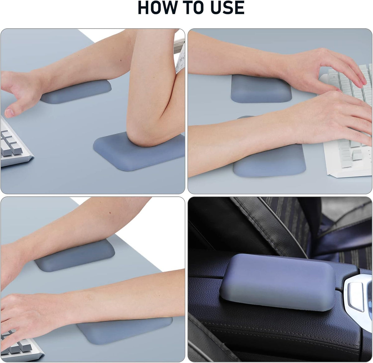 Leolee Elbow Rest Pads for Desk, Blue Ergonomic Wrist Rest Arm Rest Pads - Image 6