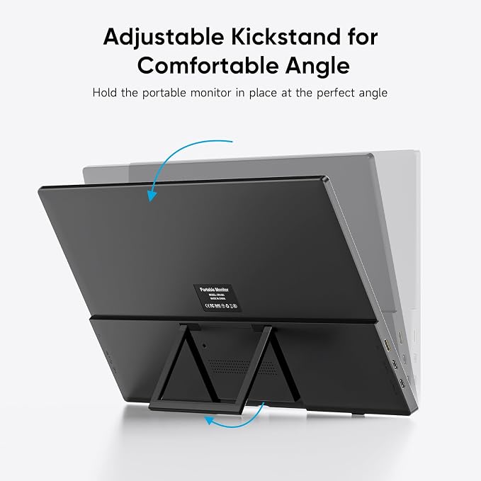 Dopesplay 15.6" Portable Monitor, FHD 1080P Laptop Screen Extender | Built-in kickstand, 75x75mm VESA. Slim IPS HDR display with speaker, Dual USB-C & HDMI, For PC/Mac/Phone/PS/Xbox/Switch - Image 8