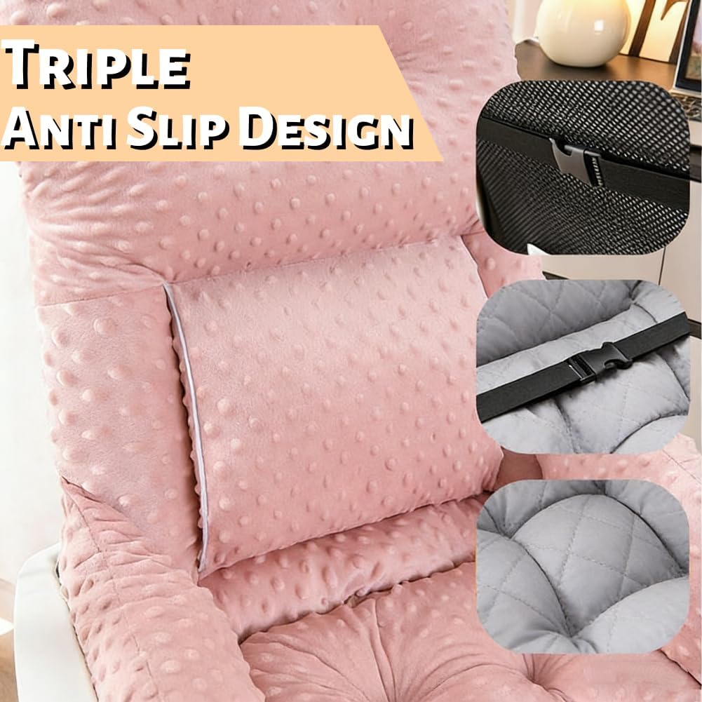 Non-Slip Office Chair Cushions with Arm Desk Chair Cushion Soft Rocking Chair Seat Pads with High Back Support for Dorm Gaming Office Car Home Dining Room Kitchen - Image 4