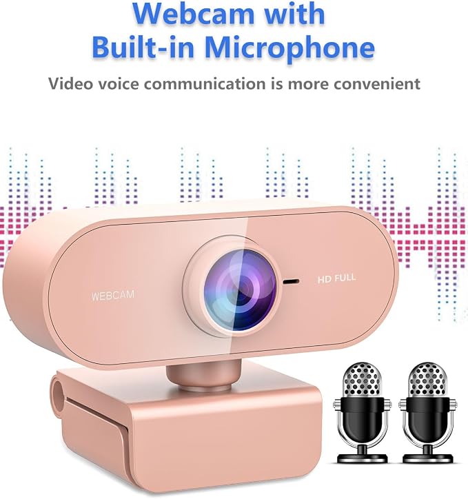 Webcam for PC&1080P HD Web Cam,Webcam with Microphone,Stand for PC/MAC/Laptop/Desktop,Wide Angle Web Cameras for YouTube,Skype,Zoom,Xbox One,Video Calling,Studying Pink - Image 3