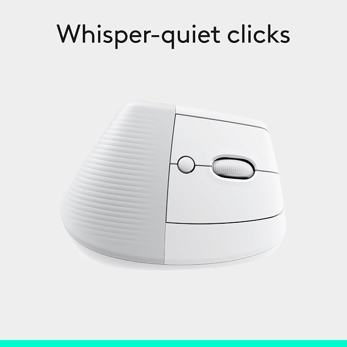 Logitech Lift Vertical Ergonomic Wireless Mouse - Off White | Connect via Bluetooth or included Logi Bolt USB-A receiver, quiet clicks, 4 of 6 buttons customizable, Windows Mac compatible - Image 7