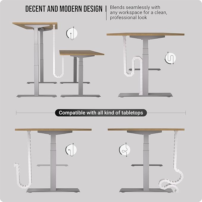 Under Desk Cable Management Vertebrae - Perfect for Sit Stand Desk - White, 133 cm - Image 4
