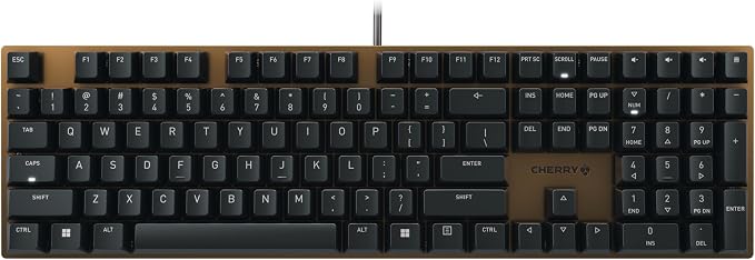 Cherry KC 200 MX Wired Mechanical Office Keyboard MX2A Brown Switches | Modern Design, Aluminum Surface, USB-A Connection, Full Size Keyboard,Black/Bronze, Tactile Switch by CHERRY