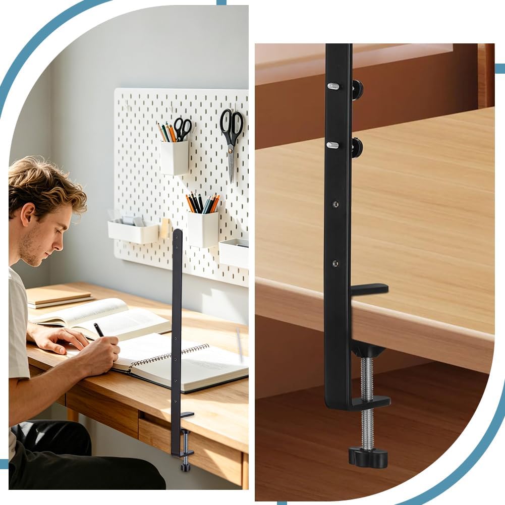 AHANDMAKER 2pcs Desk Clamps for Pegboard, Tabletop Pegboard Mounting Bracket Heavy Duty C-Clamp Adjustable Pegboard Holder for Desk Edge Home Office Gaming Desktop Accessories, Black - Image 5