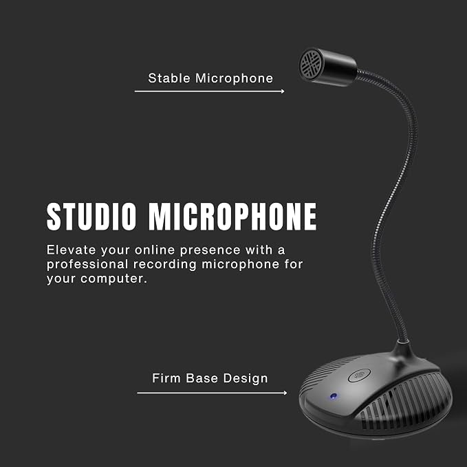 Gooseneck USB Microphone for PC - Plug & Play Computer Mic With Mute Button - Condenser Gaming Microphone - Omnidirectional USB - Image 2