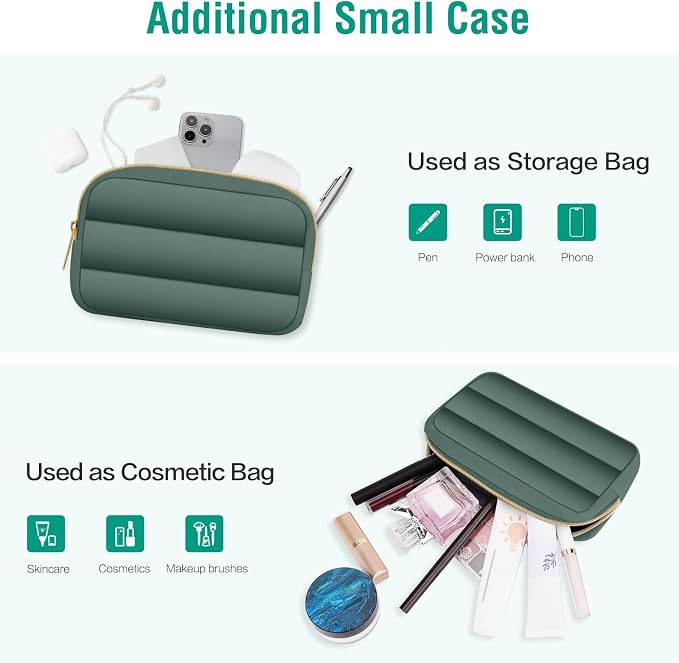 MOSISO Laptop Case 16 inch, 15-15.6 inch Puffy Laptop Sleeve Carrying Case | Compatible with MacBook Pro 16, HP Dell ASUS Acer Toshiba Lenovo, Polyester Horizontal Bag with Small Case, Emerald Green - Image 8