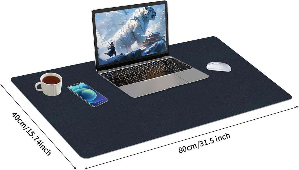 Dark Blue Desk Mat, Desk Matt for Desktop, Waterproof Large Leather Keyboard Mat, Computer Mat for Office/Home/Decor(31.5 x 15.7 Inches) - Image 4