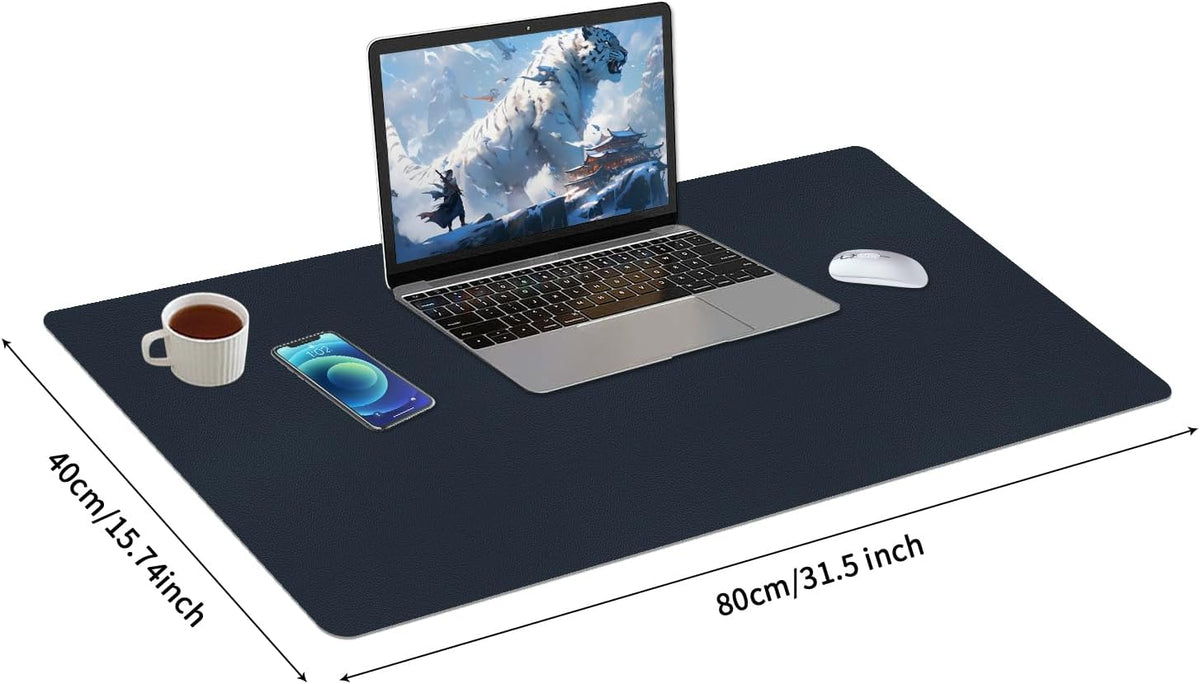 Dark Blue Desk Mat, Desk Matt for Desktop, Waterproof Large Leather Keyboard Mat, Computer Mat for Office/Home/Decor(31.5 x 15.7 Inches) - Image 4