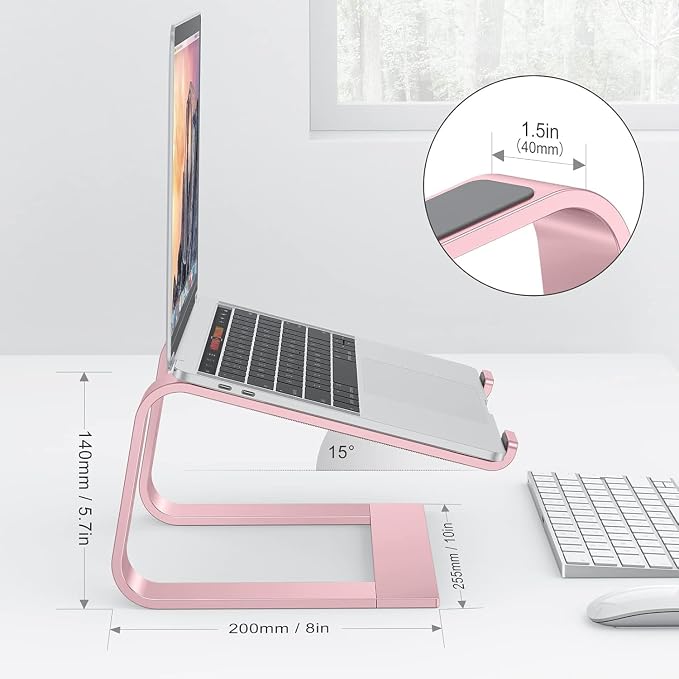 OMOTON Laptop Stand, Detachable Mount for MacBook Air/Pro Dell HP Rose Gold | 11-17" Laptop Holder for Desk, Notebook Computer Mount, Lightweight Cooling for Desk, Ergonomic Home Office - Image 2