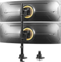 Dual Ultrawide Monitor Mount for 24-57'' Screens, Max Load 59.4 lbs per Arm | Vertically Stacked, Heavy Duty, Aluminum, Fully Adjustable, Topside Clamp/Grommet Mounting, VESA 75/100 mm, Black by PUTILSENMOUNT