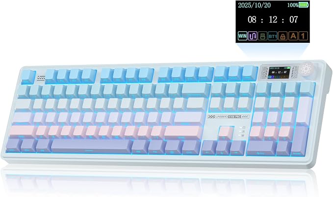 LINGBAO K108 Pro Wireless Mechanical Creamy Keyboard with Number Pad & Knob | Full Size Mechanical Keyboard with 10000mAh Battery, PBT Keycaps, Gasket Mount, RGB Backlit Hot-swap Custom Keyboard for PC by CORBOBO