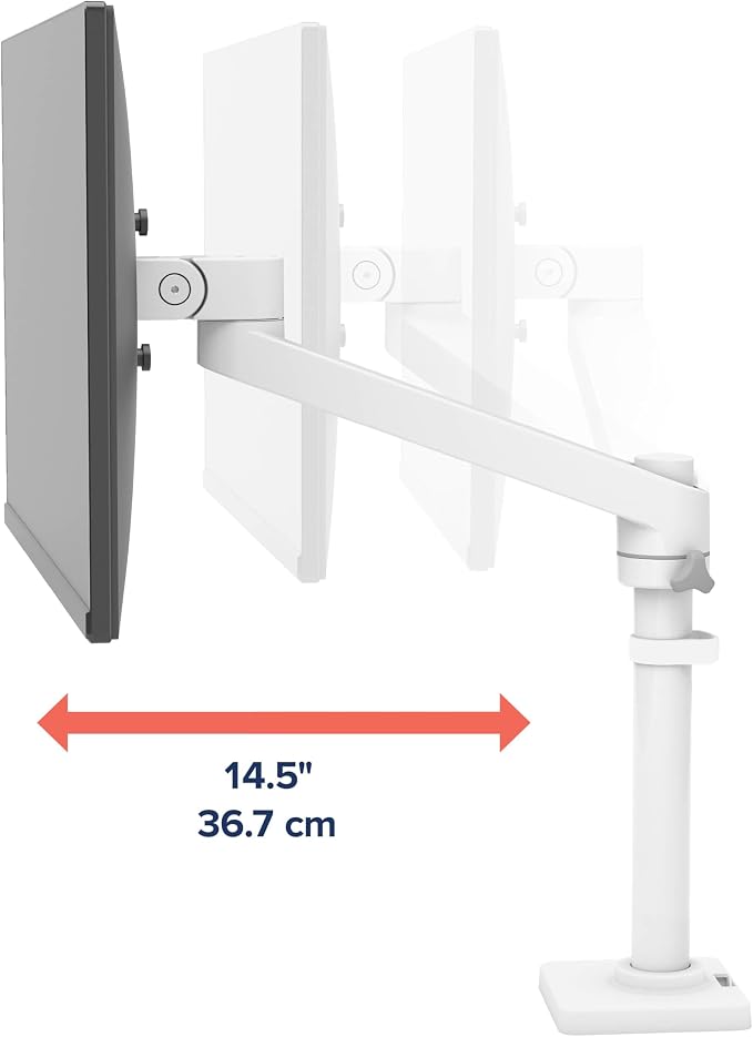 Ergotron – NX Single Monitor Arm, VESA Desk Mount – for Monitors Up to 34 Inches, 0 to 18 lbs – White - Image 5