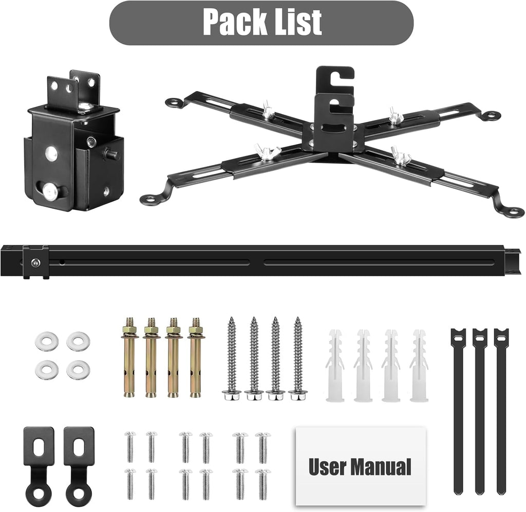 2-Be-Best Upgraded Long Projector Mount Height 25-39"/ 63-100CM Projector Ceiling Mount Adjustable Projectors Mounts for Ceiling Black - Image 6