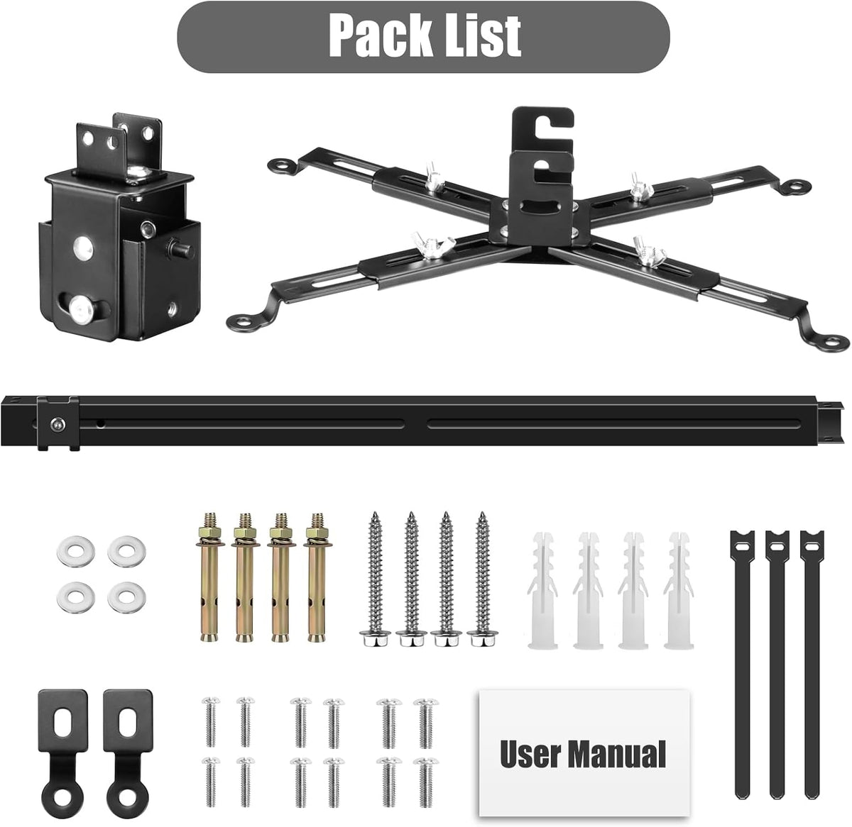 2-Be-Best Upgraded Long Projector Mount Height 25-39"/ 63-100CM Projector Ceiling Mount Adjustable Projectors Mounts for Ceiling Black - Image 6
