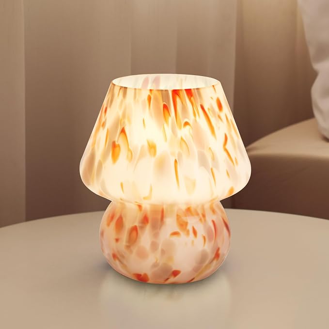 Mushroom Lamp Small Lamp Table Lamp for Bedroom, Desk Bedside Lamps for Living Room,Mushroom Decor Cute Mini Modern Mid Century Lamps for Night Stands,Aesthetic Home Deco (Flame Amber) by Dawnwake