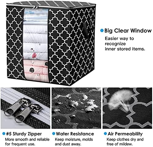 Storage Bags 2 Pack 100L Clothes Organization and Storage Containers | Large Blanket for Comforters,Bedding, Foldable Organizer with Reinforced Handle, Clear Window, Sturdy Zippers, Black - Image 5
