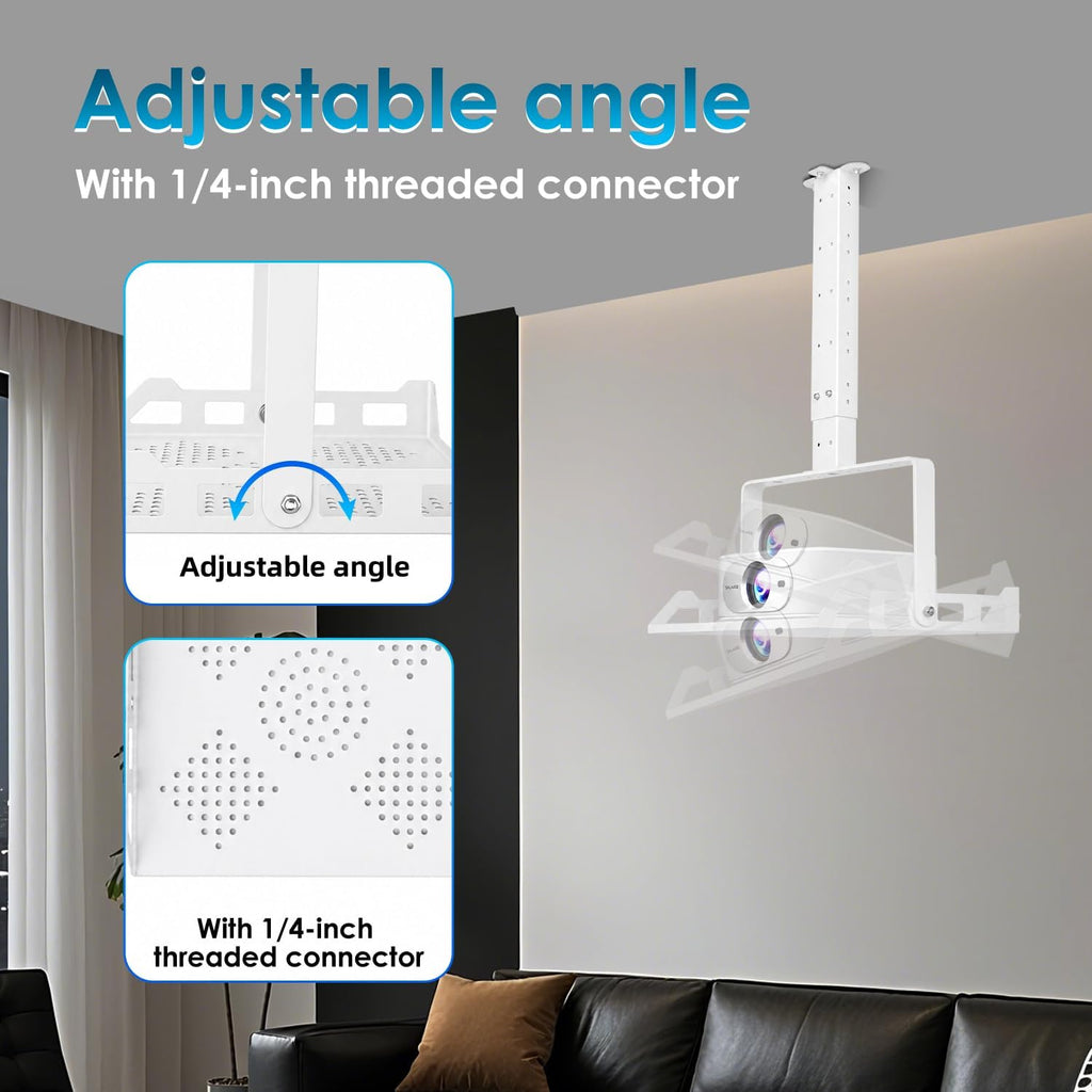 3 in 1 Projector Ceiling Mount with Tray, Height Adjustable, 90° Tilt - Image 3